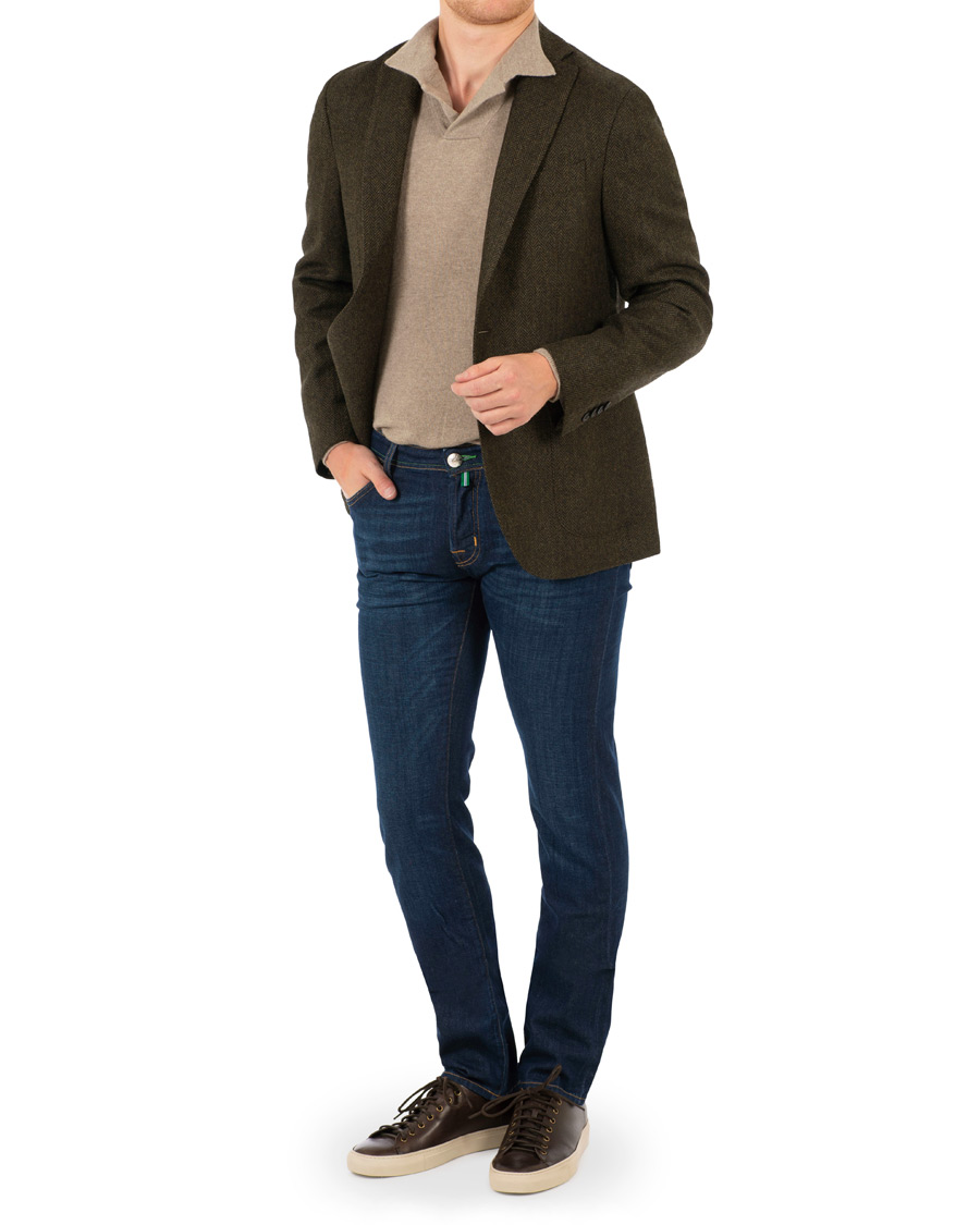 Herr | Kavajer | The Gigi | Degas Single Breasted Herringbone Tweed Blazer Green