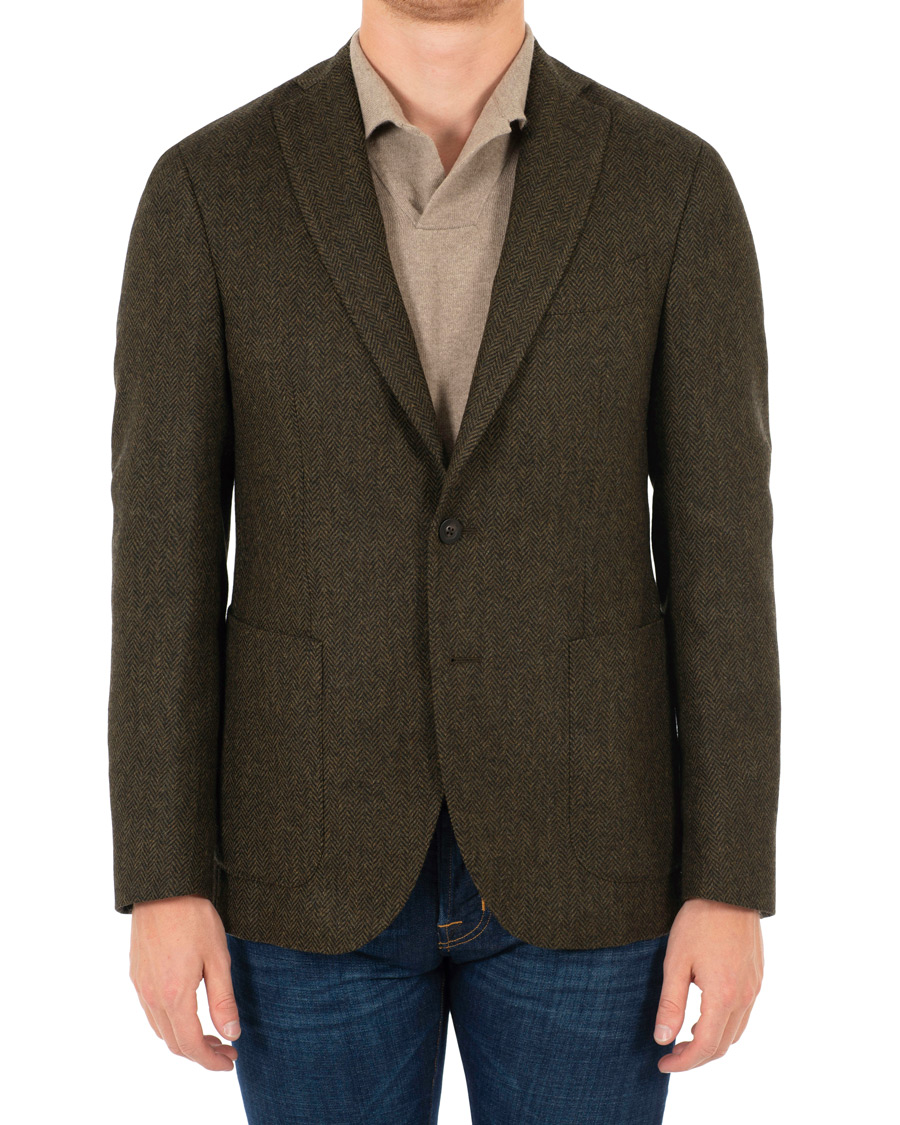 Herr | Kavajer | The Gigi | Degas Single Breasted Herringbone Tweed Blazer Green