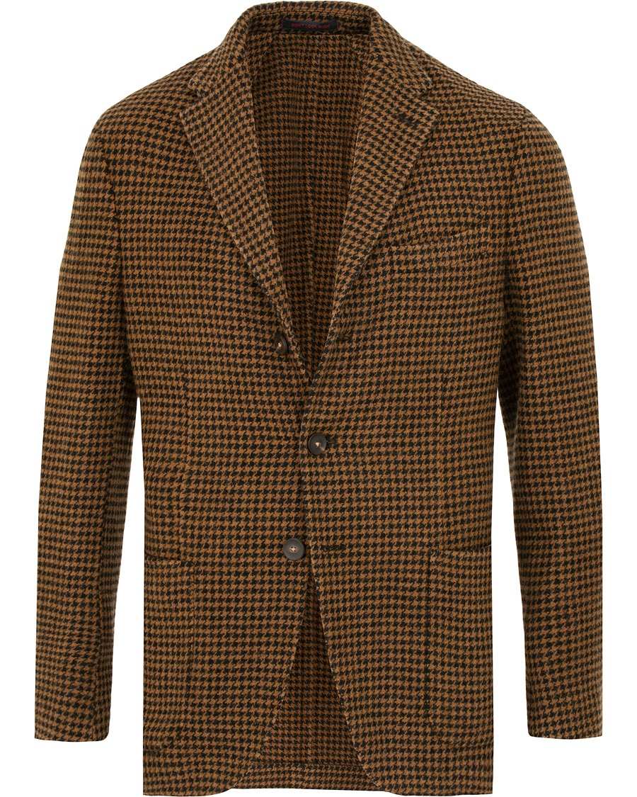 Herr | Kavajer | The Gigi | Art Garment Dyed Houndstooth Shetland Blazer Dark Brown