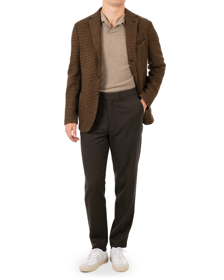 Herr | Kavajer | The Gigi | Art Garment Dyed Houndstooth Shetland Blazer Dark Brown