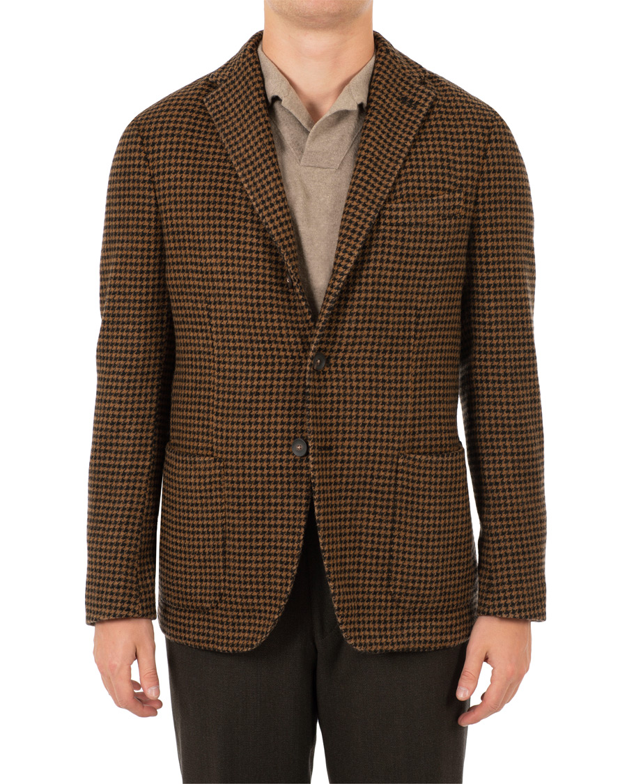 Herr | Kavajer | The Gigi | Art Garment Dyed Houndstooth Shetland Blazer Dark Brown