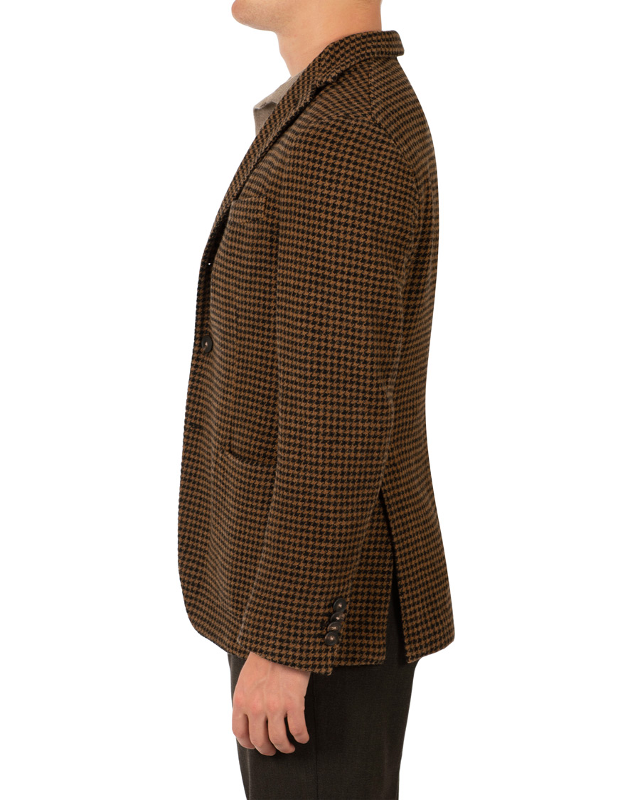 Herr | Kavajer | The Gigi | Art Garment Dyed Houndstooth Shetland Blazer Dark Brown
