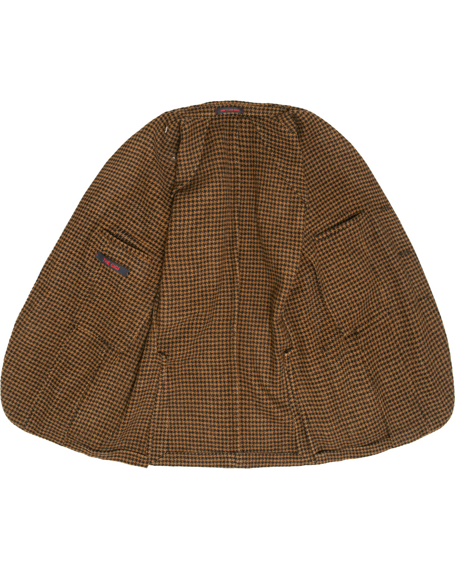 Herr | Kavajer | The Gigi | Art Garment Dyed Houndstooth Shetland Blazer Dark Brown