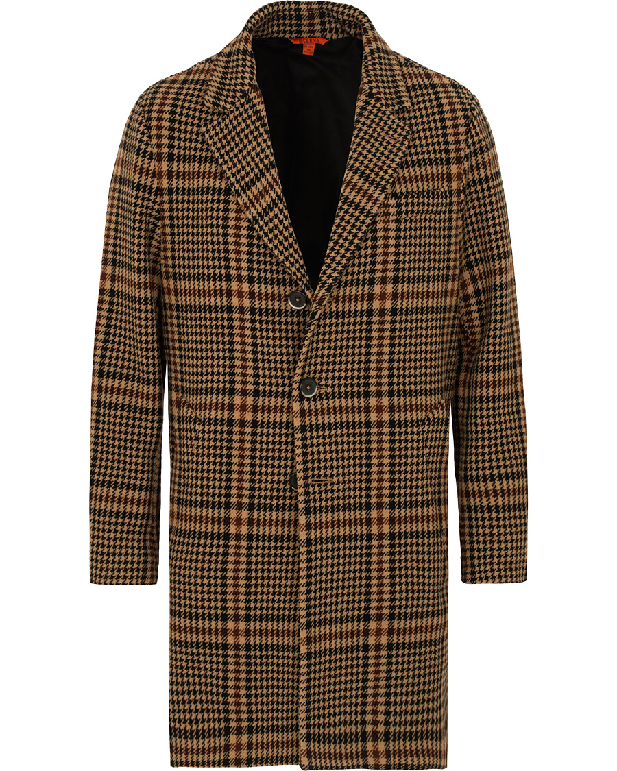 Herr | Jackor | Barena | Memo Single Breasted Prince Of Wales Coat Cammello