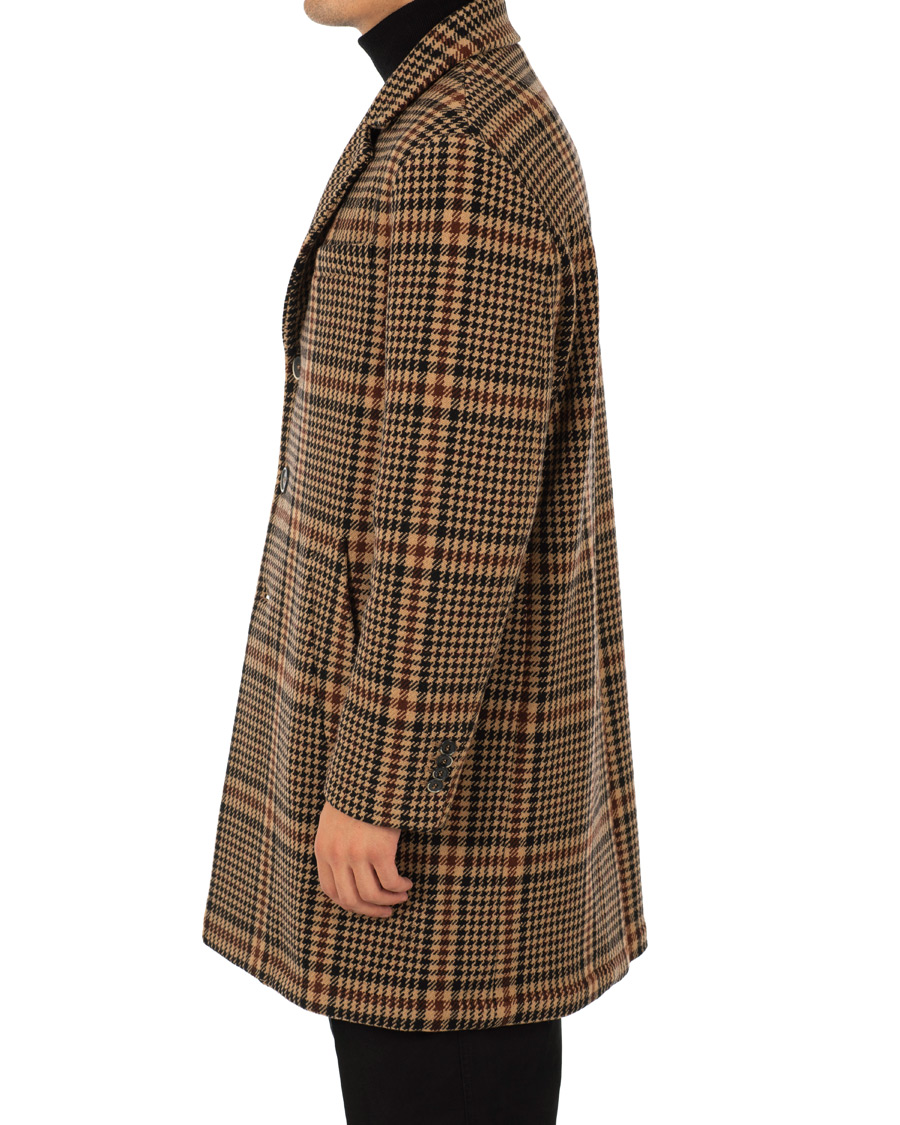 Herr | Jackor | Barena | Memo Single Breasted Prince Of Wales Coat Cammello