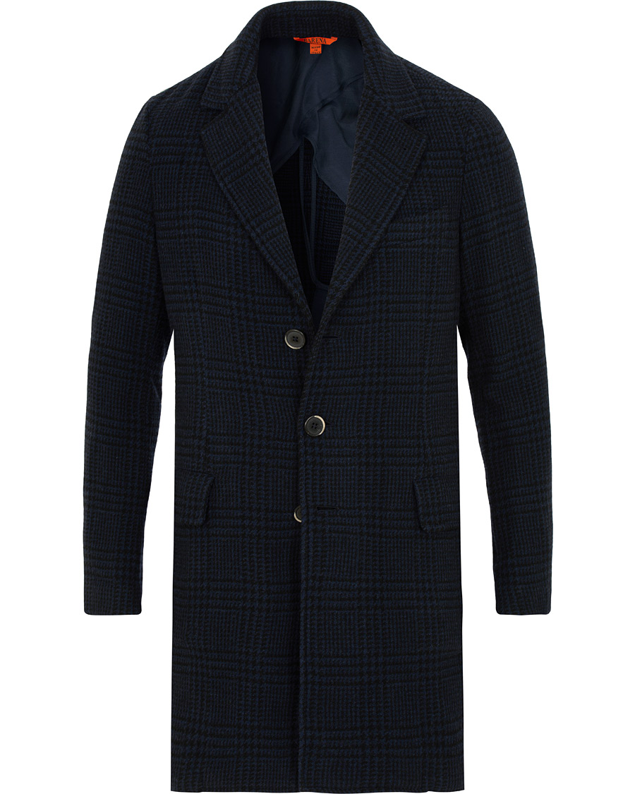 Herr | Jackor | Barena | Borella Single Breasted Prince Of Wales Coat Navy