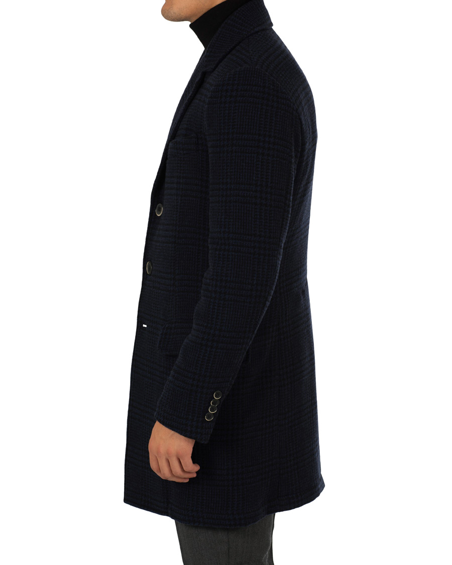 Herr | Jackor | Barena | Borella Single Breasted Prince Of Wales Coat Navy