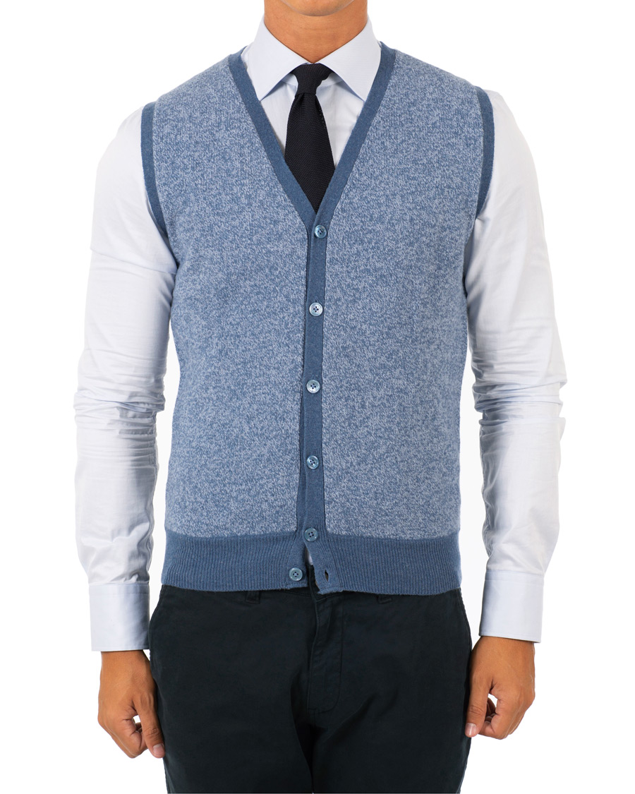 Herr | Tröjor | Stenströms | Lambswool Vest Blue