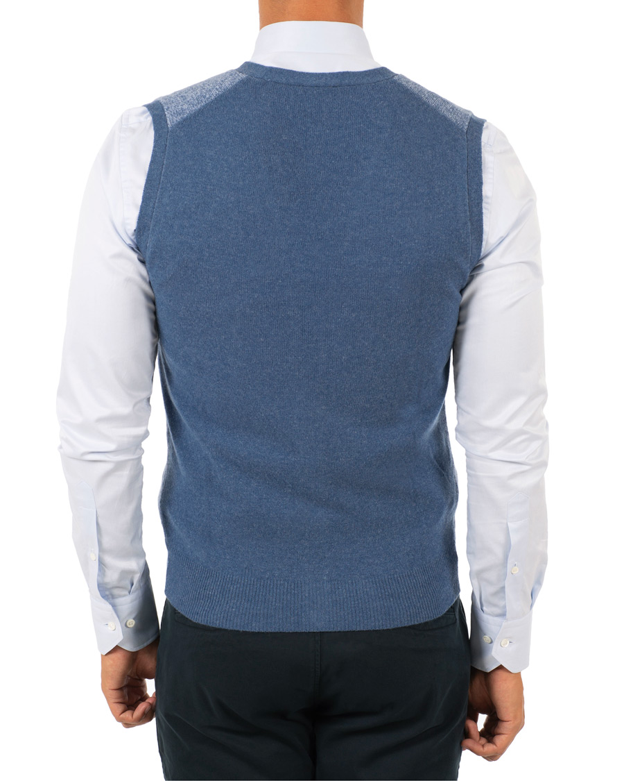 Herr | Tröjor | Stenströms | Lambswool Vest Blue