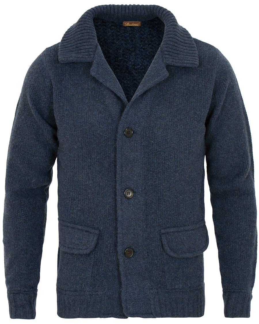 Herr | Tröjor | Stenströms | Merino Wool Knitted Cardigan Navy