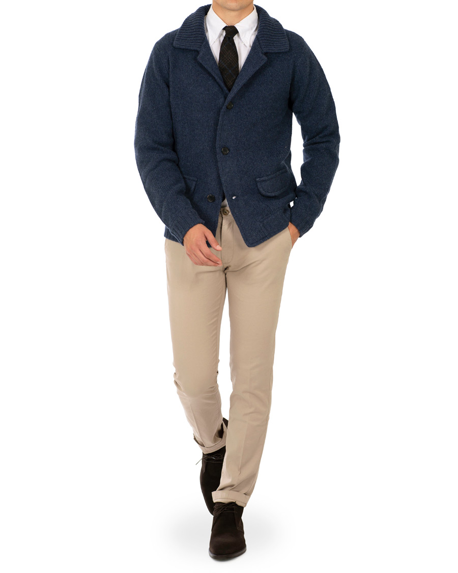Herr | Tröjor | Stenströms | Merino Wool Knitted Cardigan Navy