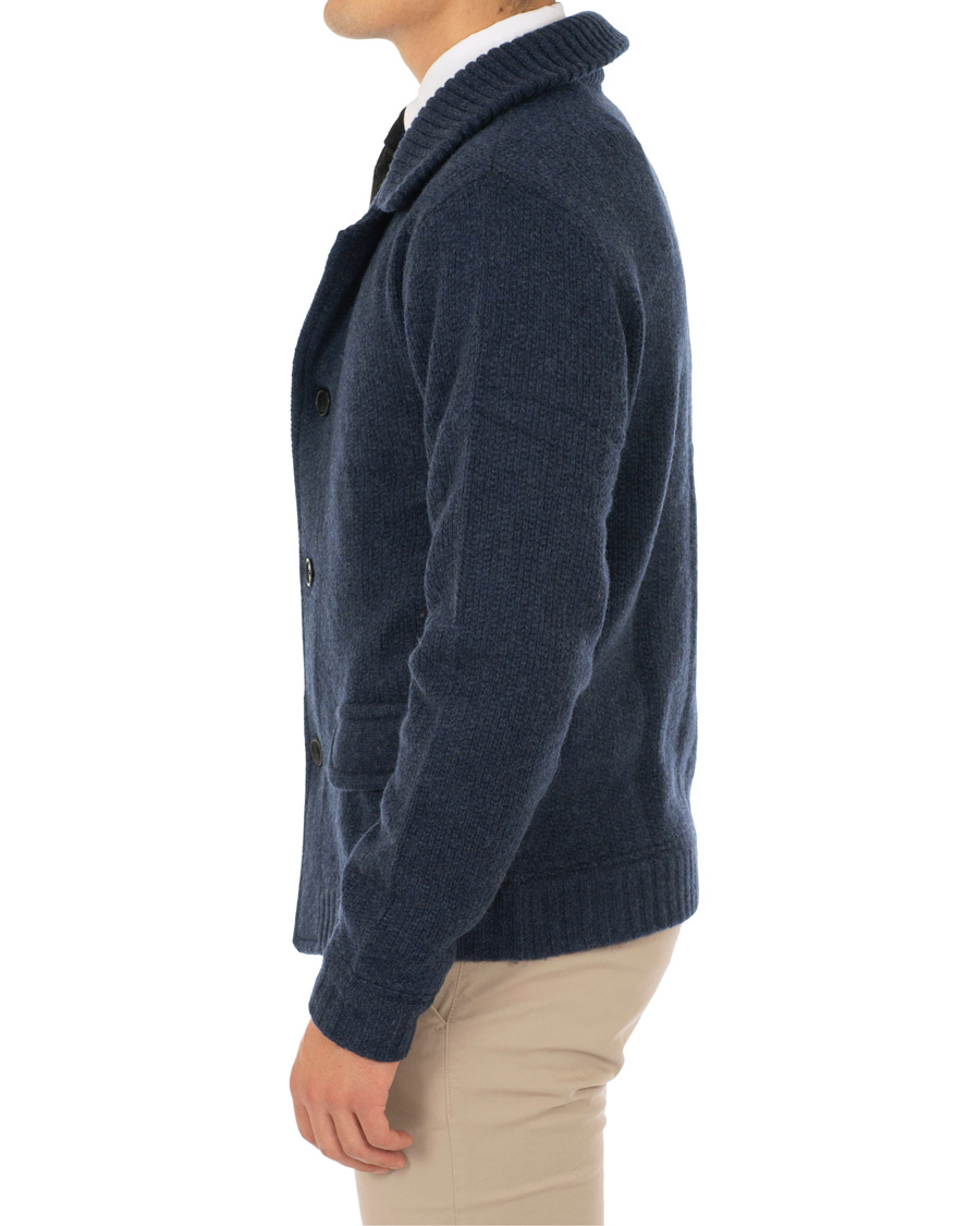 Herr | Tröjor | Stenströms | Merino Wool Knitted Cardigan Navy