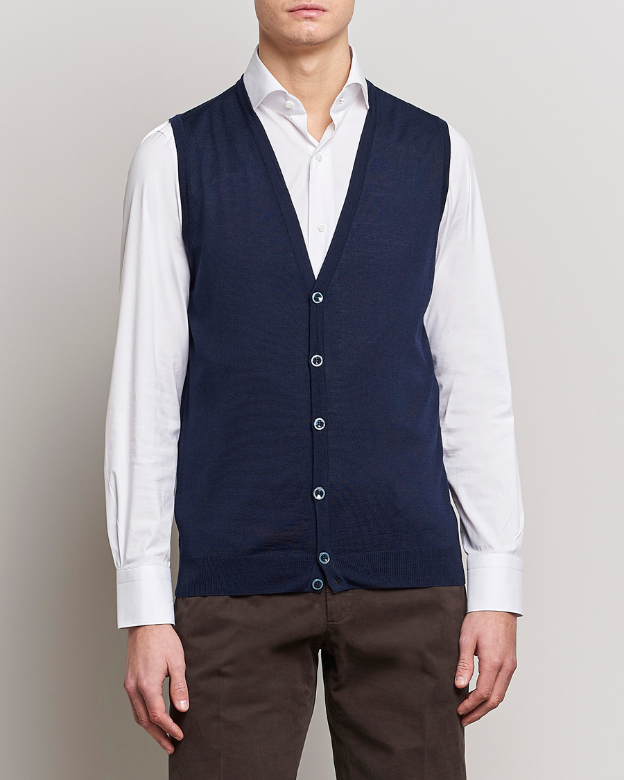 Herr | Tröjor | Stenströms | Merino Slipover Navy
