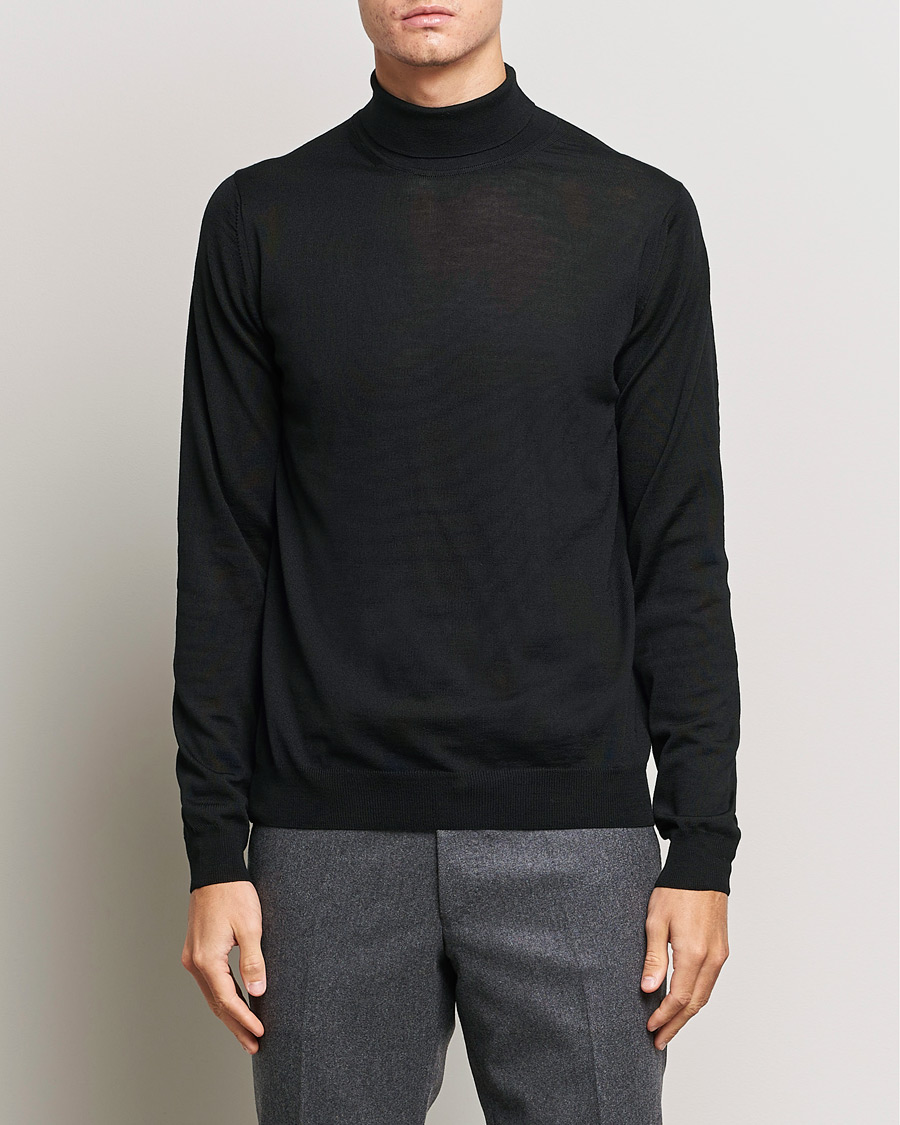 Herr | Tröjor | Stenströms | Fine Merino Rollneck Black