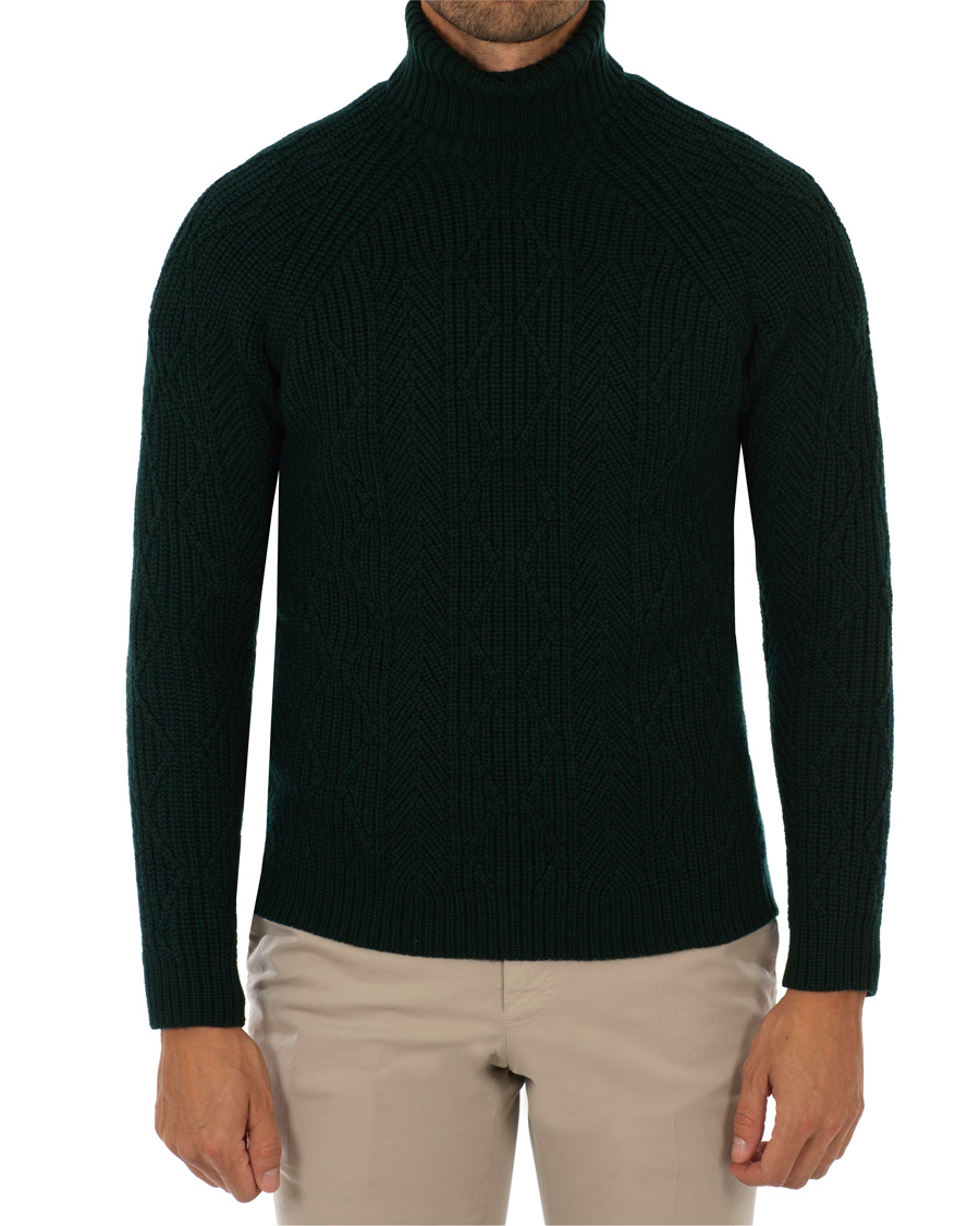 Herr | Tröjor | Etro | Cable Knit Turtleneck Bottle Green