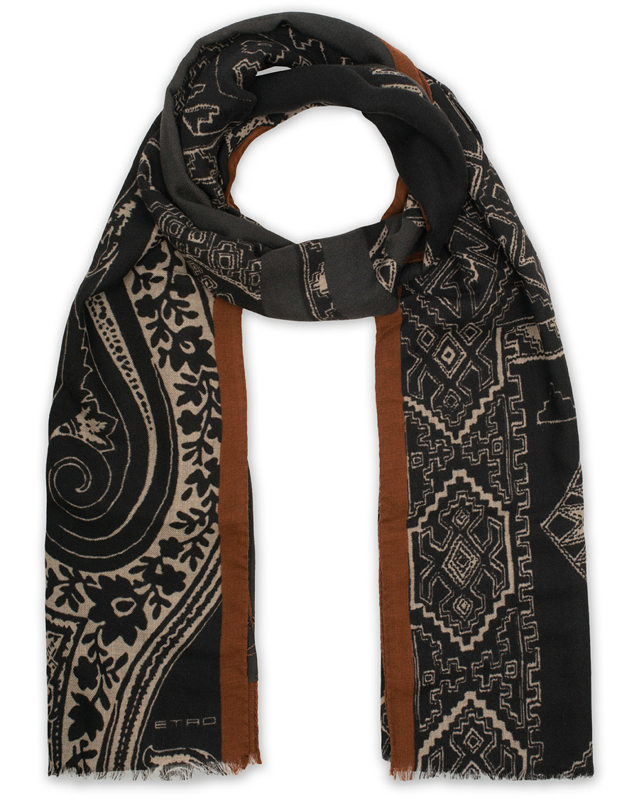Herr | Etro Wool Printed Shaal-nur Scarf Blue | Etro | Wool Printed Shaal-nur Scarf Blue