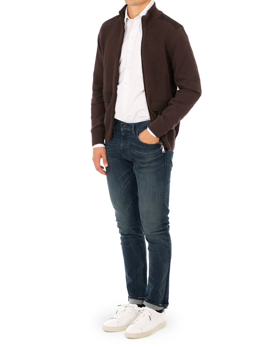 Herr | Tröjor | Hackett | Flannel Textured Full Zip Brown