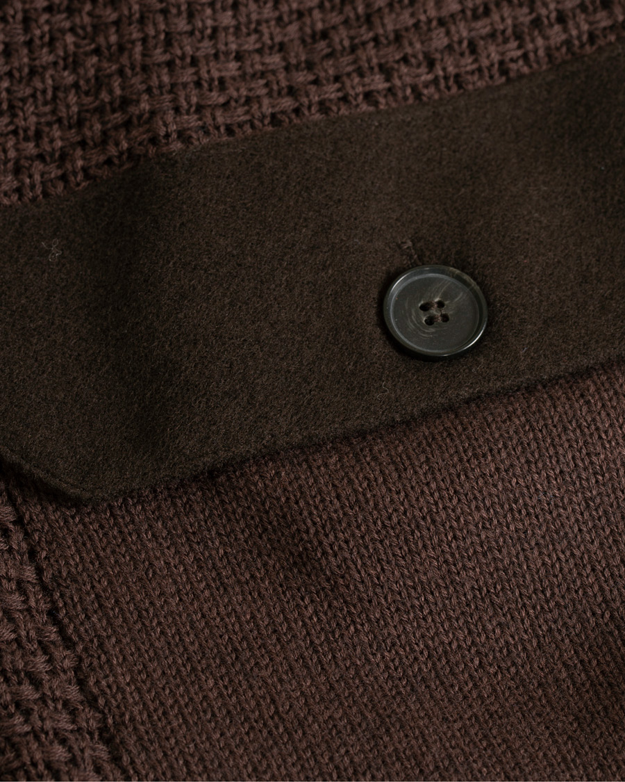Herr | Tröjor | Hackett | Flannel Textured Full Zip Brown