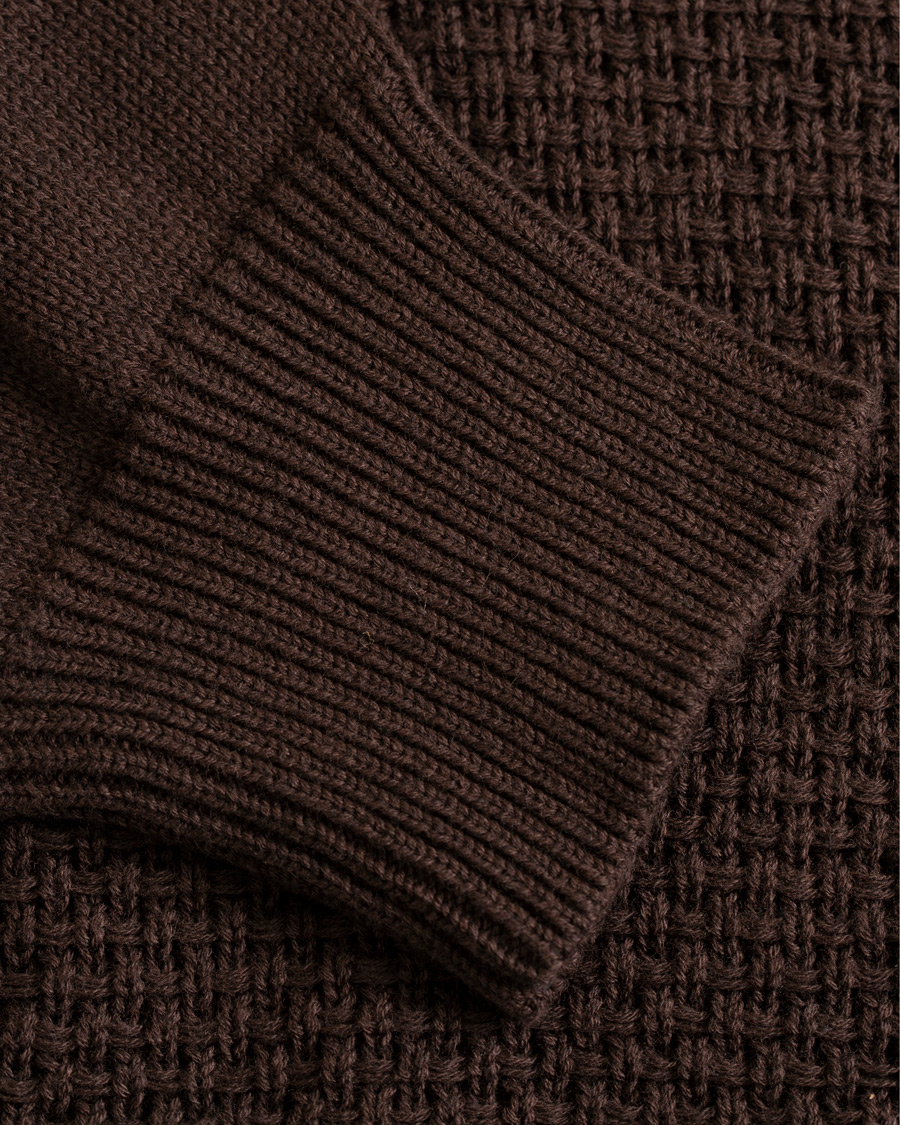 Herr | Tröjor | Hackett | Flannel Textured Full Zip Brown