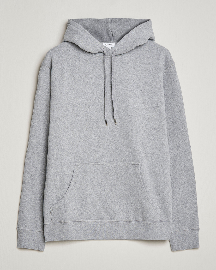 Herr | Tröjor | Sunspel | Loopback Hoodie Grey Melange