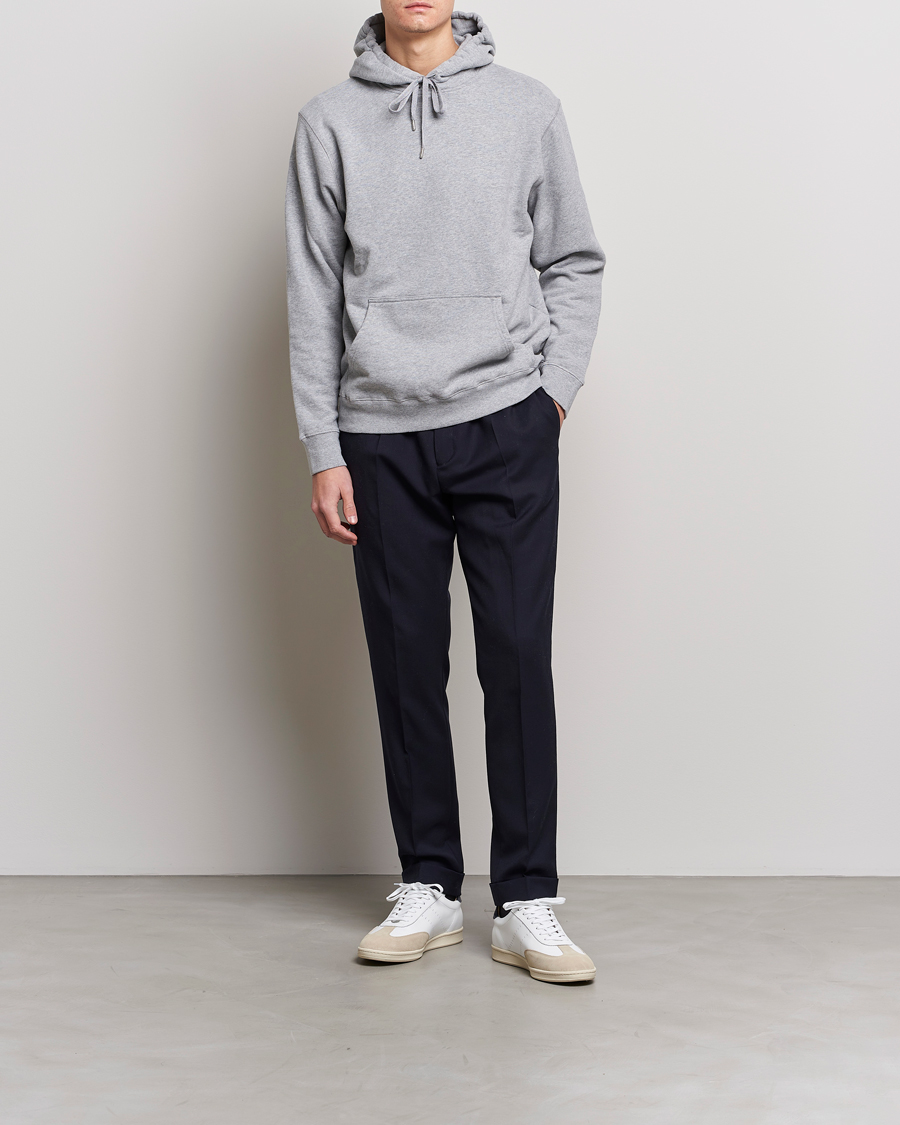 Herr | Tröjor | Sunspel | Loopback Hoodie Grey Melange
