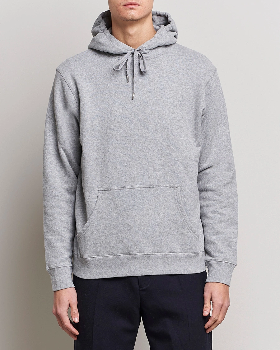 Herr | Tröjor | Sunspel | Loopback Hoodie Grey Melange