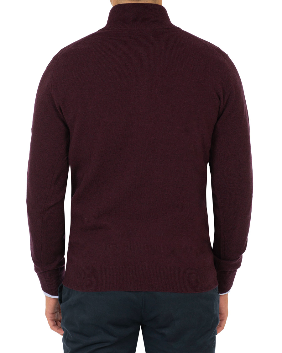 Herr | Tröjor | Gant | Superfine Lambswool Half Zip Dark Burgundy Melange