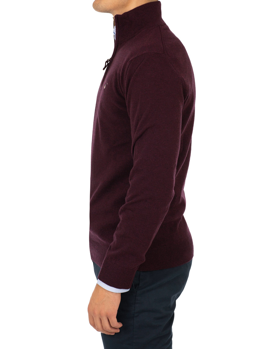 Herr | Tröjor | Gant | Superfine Lambswool Half Zip Dark Burgundy Melange