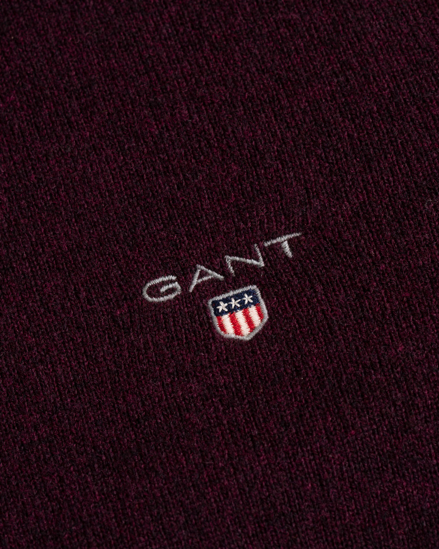 Herr | Tröjor | GANT | Superfine Lambswool Half Zip Dark Burgundy Melange