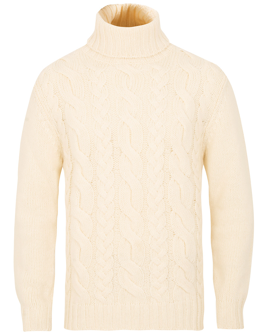 Herr | Tröjor | GANT | Chunky Cable Turtleneck Off White