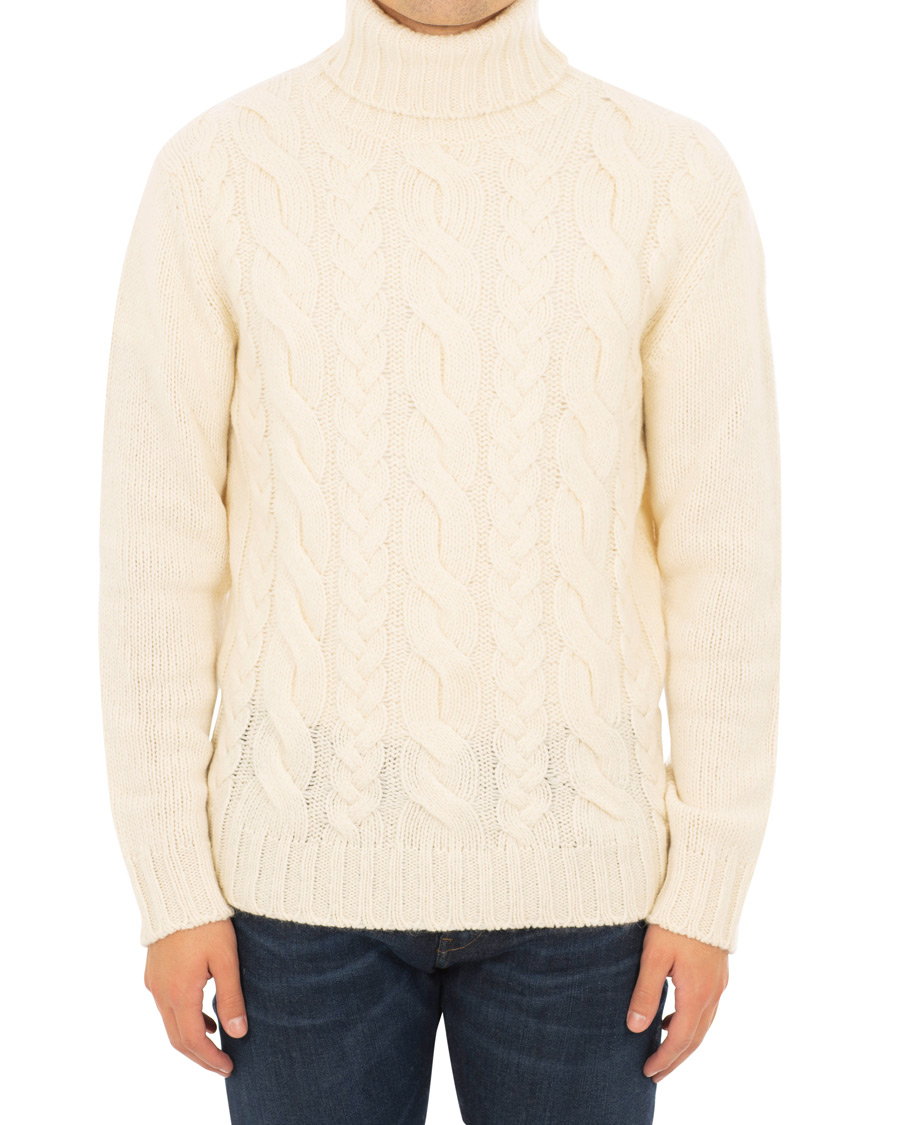 Herr | Tröjor | GANT | Chunky Cable Turtleneck Off White