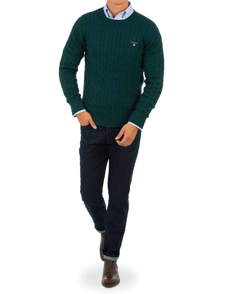 Herr | Tröjor | GANT | Cotton Cable Crew Neck Ponderosa Pine