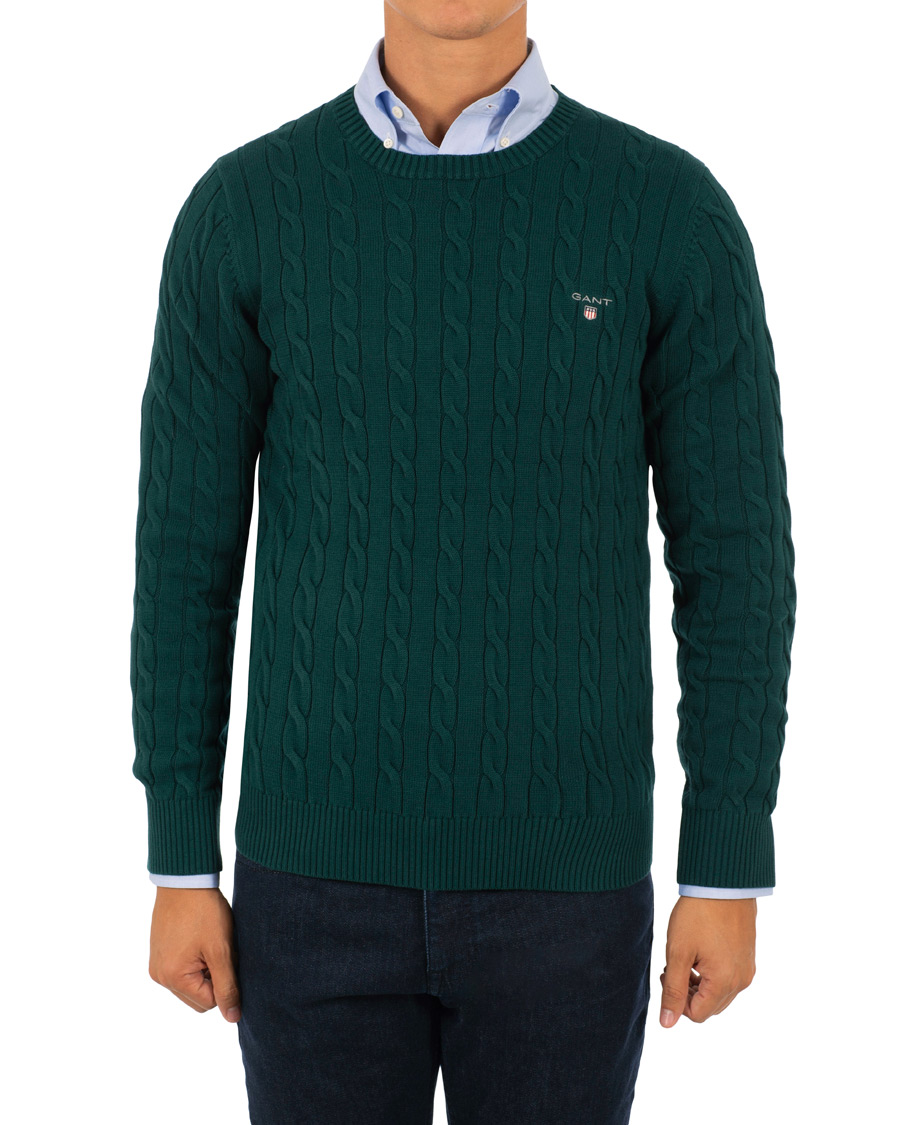 Herr | Tröjor | GANT | Cotton Cable Crew Neck Ponderosa Pine