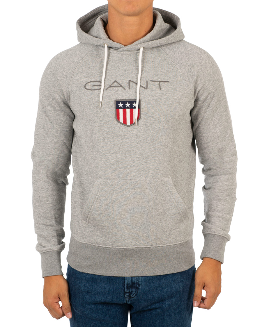 Herr | Tröjor | GANT | Shield Hoodie Grey Melange