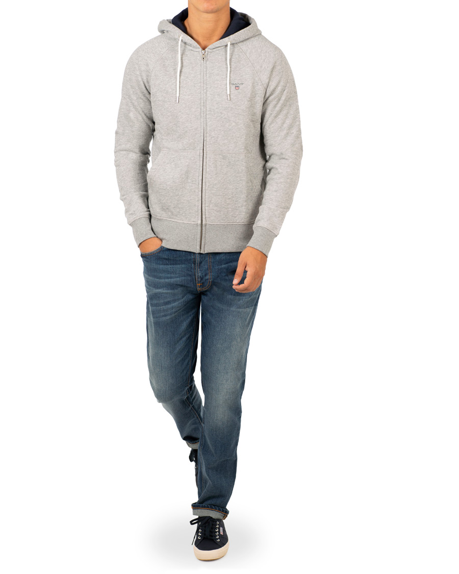 Herr | Tröjor | GANT | The Original Full Zip Hoodie Grey Melange
