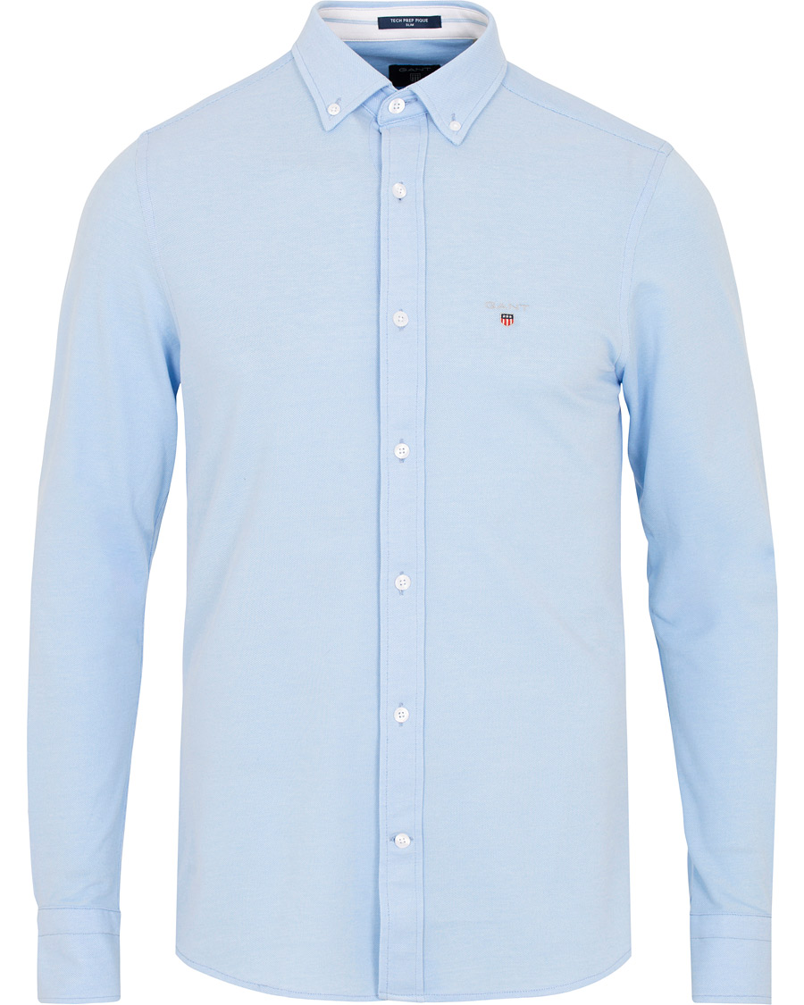 Herr | Skjortor | GANT | Slim Fit Tech Prep Pique Shirt Capri Blue
