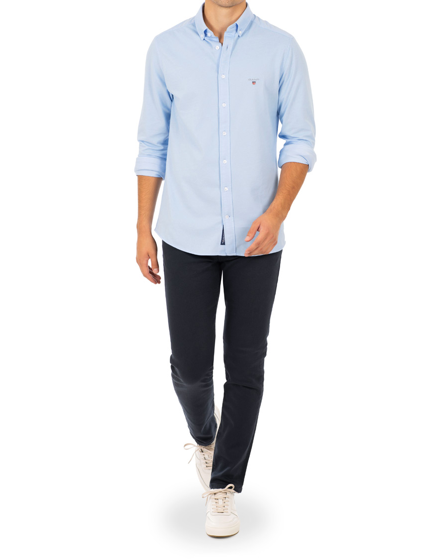 Herr | Skjortor | GANT | Slim Fit Tech Prep Pique Shirt Capri Blue