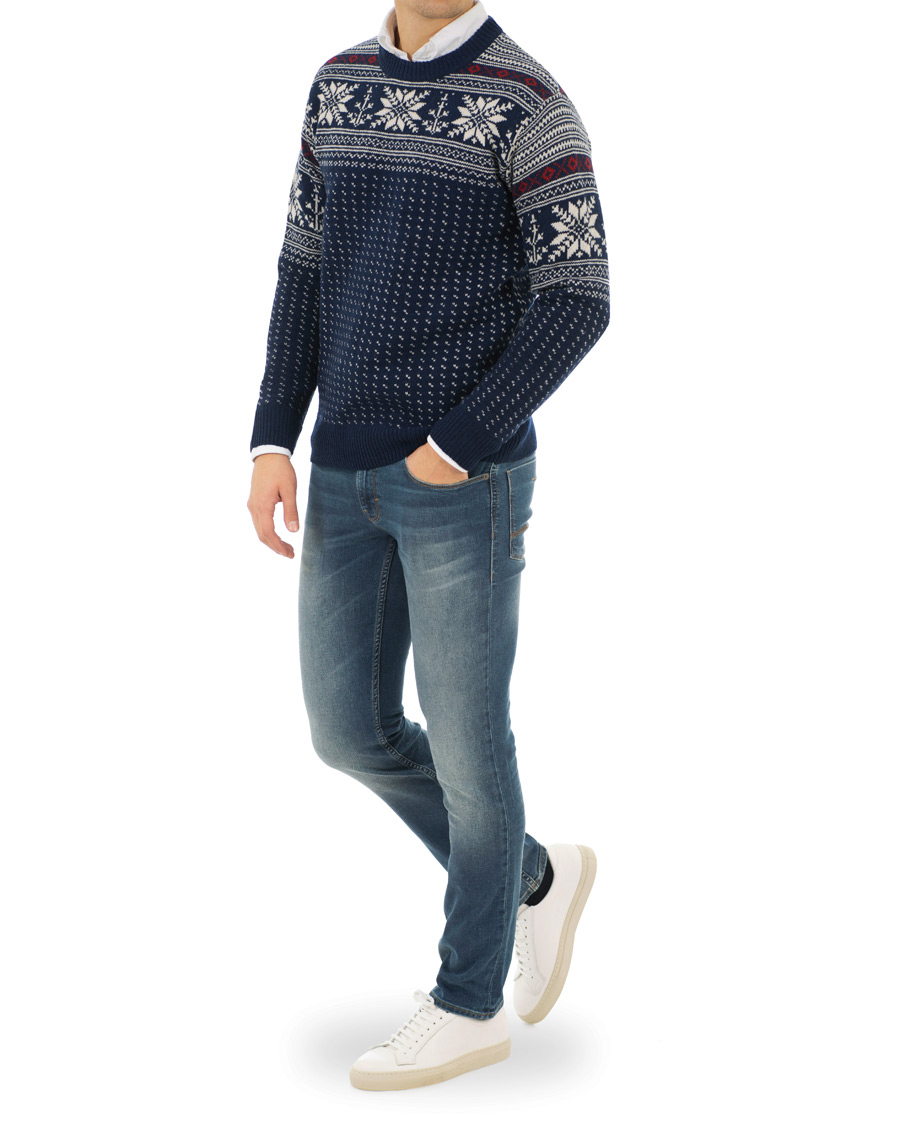 Herr | Tröjor | GANT | Holiday FairIsle Crew Neck Evening Blue