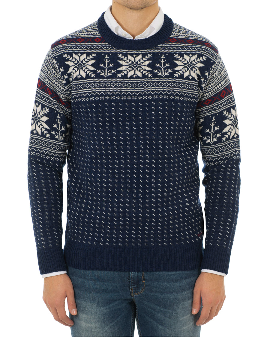 Herr | Tröjor | GANT | Holiday FairIsle Crew Neck Evening Blue