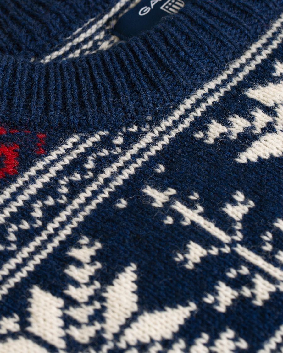 Herr | Tröjor | GANT | Holiday FairIsle Crew Neck Evening Blue