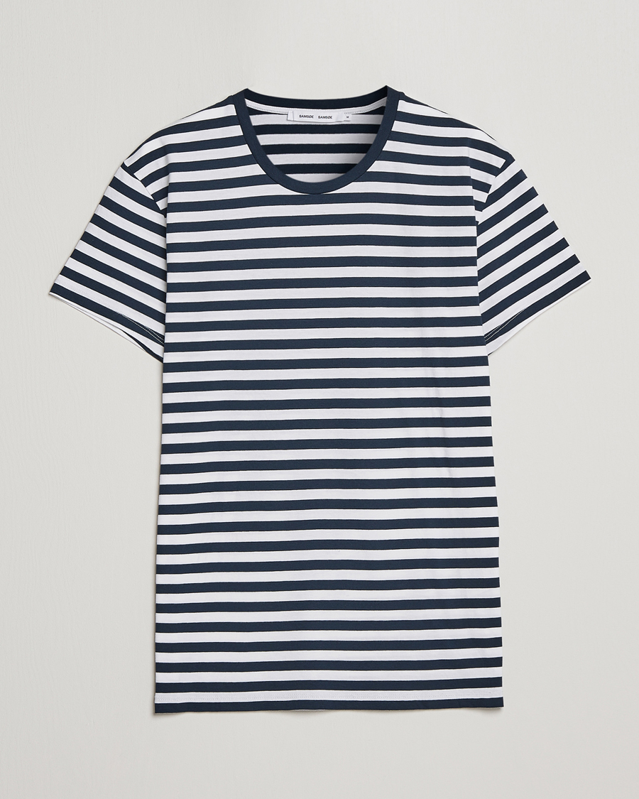 Herr | T-Shirts | Samsøe Samsøe | Samsøe & Samsøe Patrick Crew Neck Tee Sapphire/White Stripe