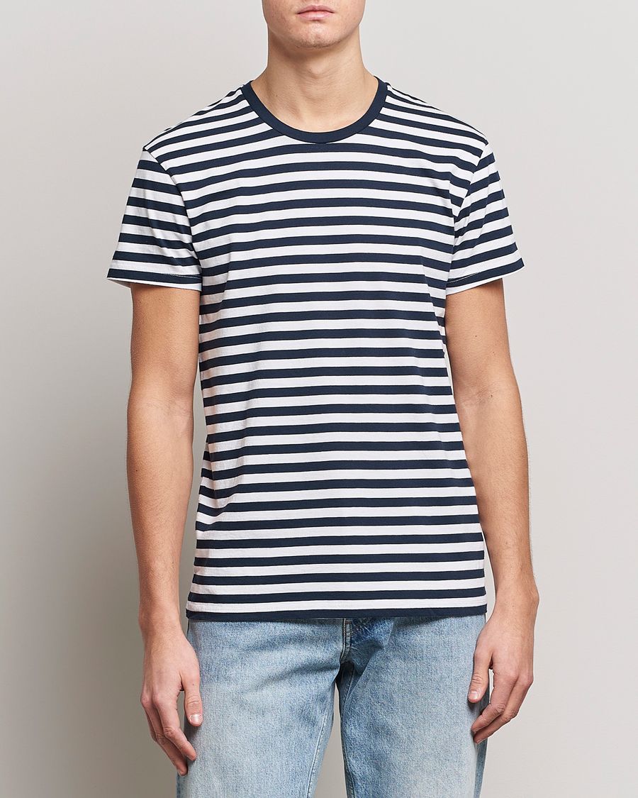 Herr | T-Shirts | Samsøe & Samsøe | Patrick Crew Neck Tee Sapphire/White Stripe
