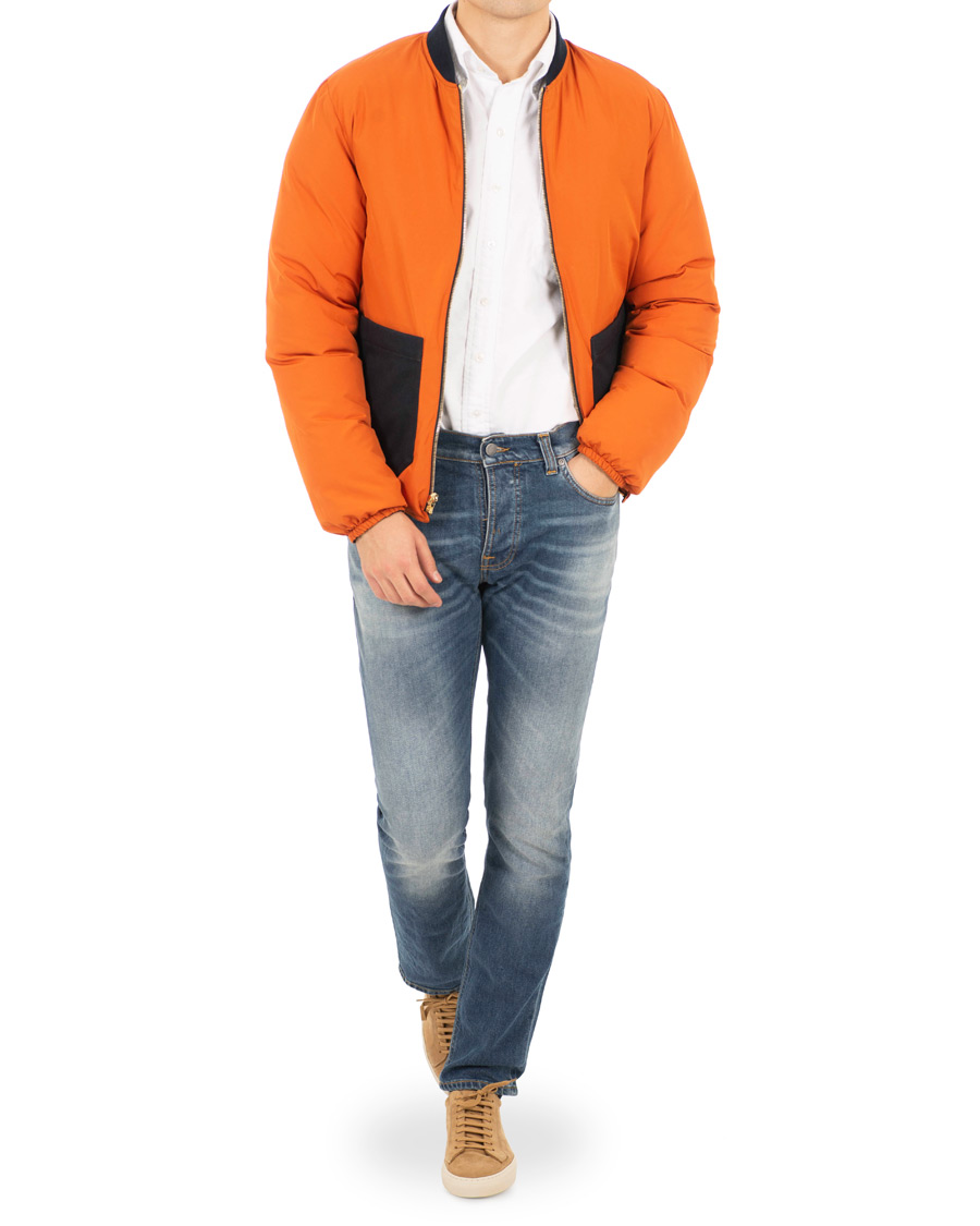 Herr | Jackor | The Workers Club | Reversible Down Filled Bomber Navy/Orange