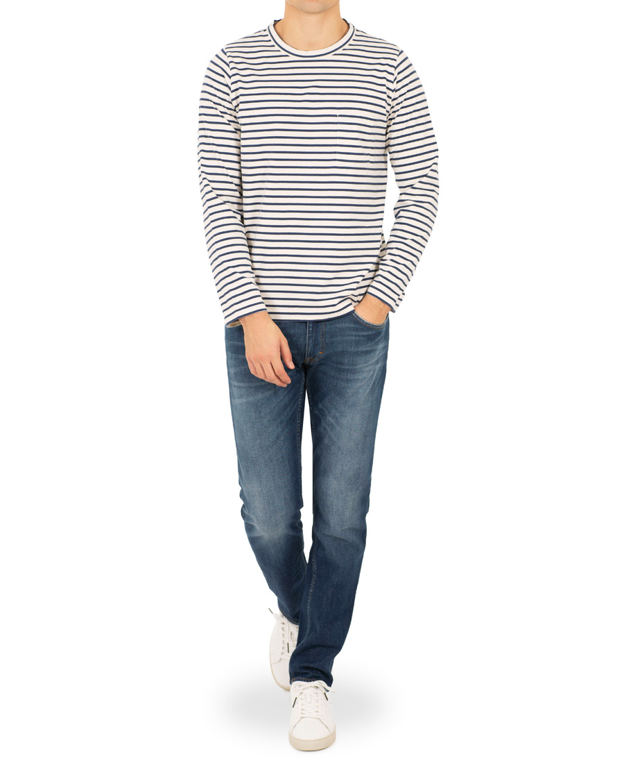 Herr | T-Shirts | The Workers Club | Breton Stripe Sweater White/Navy