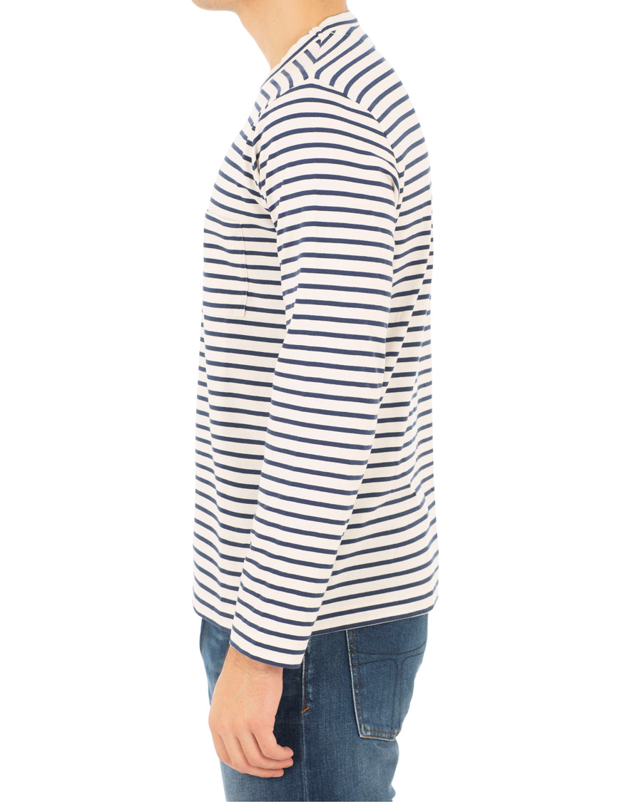 Herr | T-Shirts | The Workers Club | Breton Stripe Sweater White/Navy