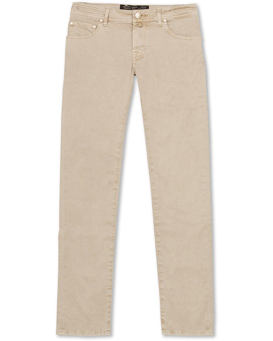 Herr | Byxor | Jacob Cohën | 5-Pocket Gabardine Trousers Beige