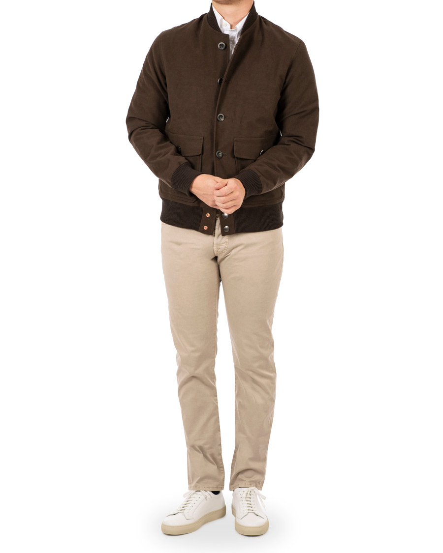 Herr | Byxor | Jacob Cohën | 5-Pocket Gabardine Trousers Beige