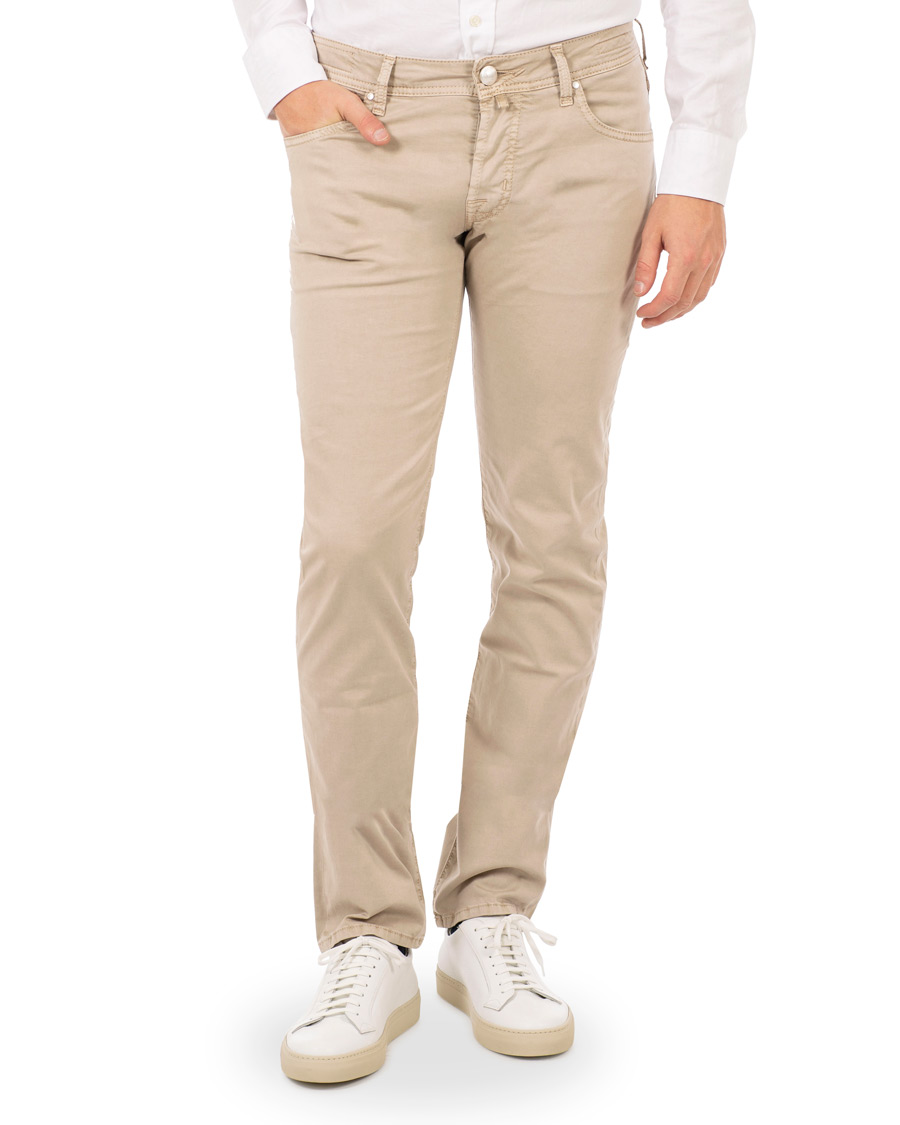 Herr | Byxor | Jacob Cohën | 5-Pocket Gabardine Trousers Beige
