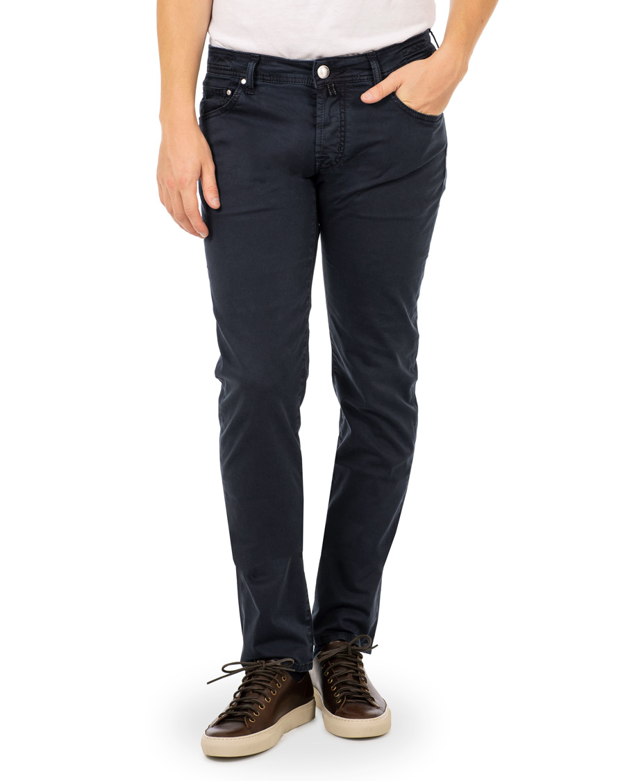 Herr | | Jacob Cohën | 5-Pocket Gabardine Trousers Blue