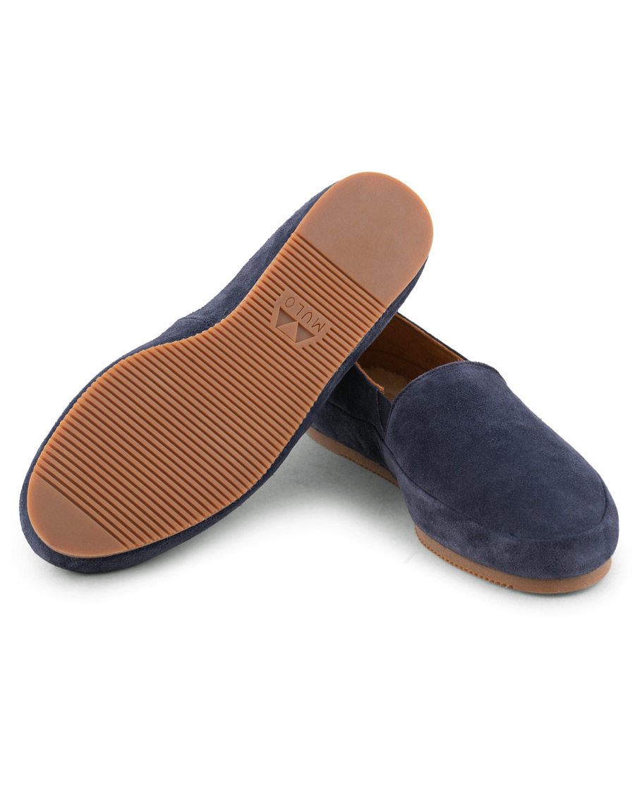 Herr | MULO Shearling Lined Slipper Navy Suede | MULO | Shearling Lined Slipper Navy Suede